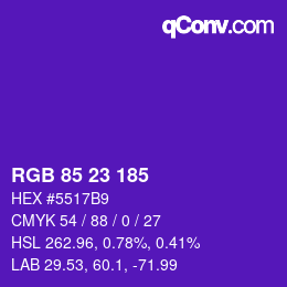Color code: RGB 85 23 185 | qconv.com