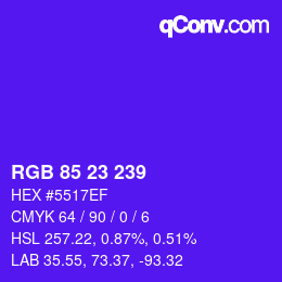 Color code: RGB 85 23 239 | qconv.com