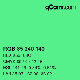 Color code: RGB 85 240 140 | qconv.com