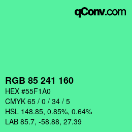 Color code: RGB 85 241 160 | qconv.com