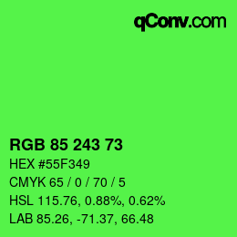 Color code: RGB 85 243 73 | qconv.com