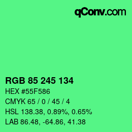 Color code: RGB 85 245 134 | qconv.com