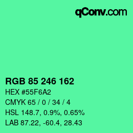 Color code: RGB 85 246 162 | qconv.com