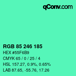 Color code: RGB 85 246 185 | qconv.com
