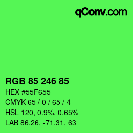 Color code: RGB 85 246 85 | qconv.com