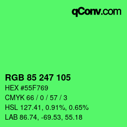 Color code: RGB 85 247 105 | qconv.com
