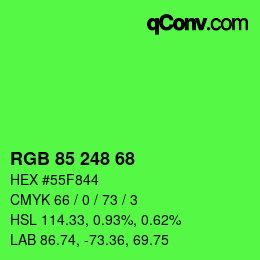 Color code: RGB 85 248 68 | qconv.com