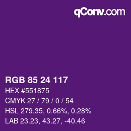カラーコード: RGB 85 24 117 | qconv.com