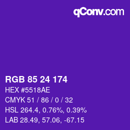 カラーコード: RGB 85 24 174 | qconv.com