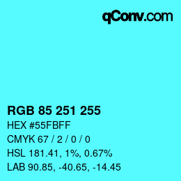 Código de color: RGB 85 251 255 | qconv.com