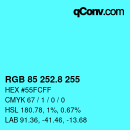 カラーコード: RGB 85 252.8 255 | qconv.com