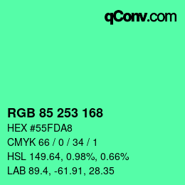 Color code: RGB 85 253 168 | qconv.com