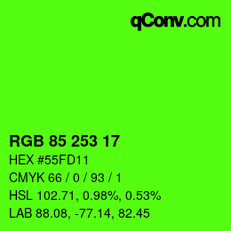 Color code: RGB 85 253 17 | qconv.com