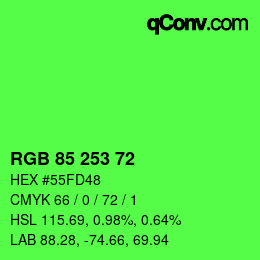 Color code: RGB 85 253 72 | qconv.com