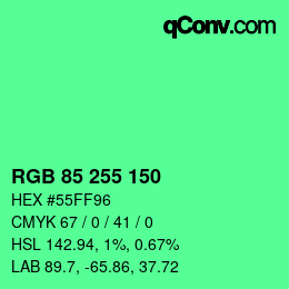 Color code: RGB 85 255 150 | qconv.com