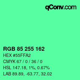 Color code: RGB 85 255 162 | qconv.com