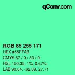 Color code: RGB 85 255 171 | qconv.com