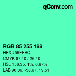 Color code: RGB 85 255 188 | qconv.com