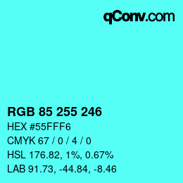 Color code: RGB 85 255 246 | qconv.com
