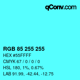 Color code: RGB 85 255 255 | qconv.com