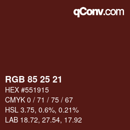 カラーコード: RGB 85 25 21 | qconv.com