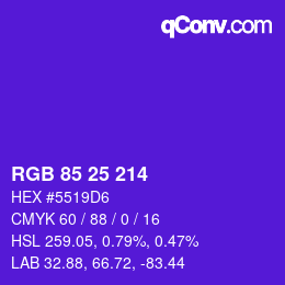 Color code: RGB 85 25 214 | qconv.com
