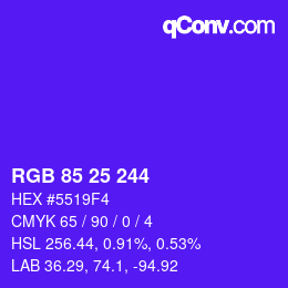 カラーコード: RGB 85 25 244 | qconv.com