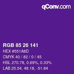 Color code: RGB 85 26 141 | qconv.com