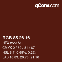 カラーコード: RGB 85 26 16 | qconv.com