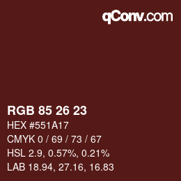 Color code: RGB 85 26 23 | qconv.com