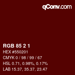 Color code: RGB 85 2 1 | qconv.com