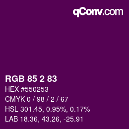 Color code: RGB 85 2 83 | qconv.com