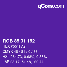 Color code: RGB 85 31 162 | qconv.com
