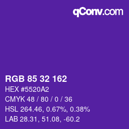 Color code: RGB 85 32 162 | qconv.com