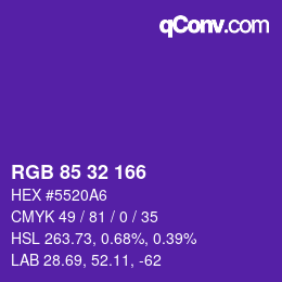 カラーコード: RGB 85 32 166 | qconv.com