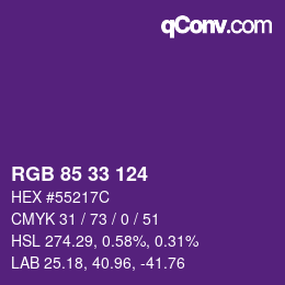 Color code: RGB 85 33 124 | qconv.com