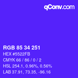 カラーコード: RGB 85 34 251 | qconv.com