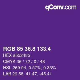 カラーコード: RGB 85 36.8 133.4 | qconv.com