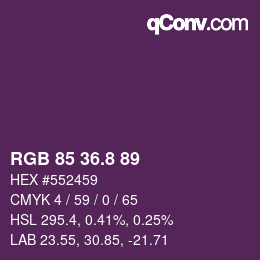 カラーコード: RGB 85 36.8 89 | qconv.com