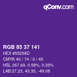 カラーコード: RGB 85 37 141 | qconv.com