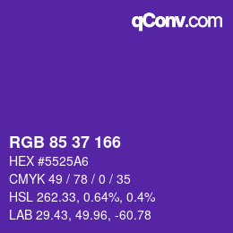 カラーコード: RGB 85 37 166 | qconv.com