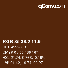 カラーコード: RGB 85 38.2 11.6 | qconv.com
