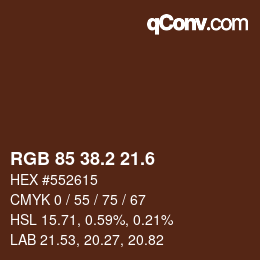 カラーコード: RGB 85 38.2 21.6 | qconv.com