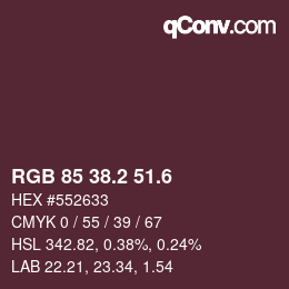 カラーコード: RGB 85 38.2 51.6 | qconv.com