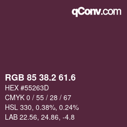 カラーコード: RGB 85 38.2 61.6 | qconv.com