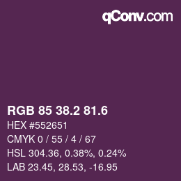カラーコード: RGB 85 38.2 81.6 | qconv.com