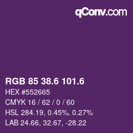 カラーコード: RGB 85 38.6 101.6 | qconv.com