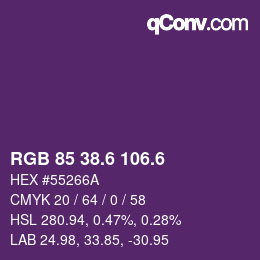 カラーコード: RGB 85 38.6 106.6 | qconv.com