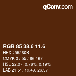 カラーコード: RGB 85 38.6 11.6 | qconv.com