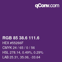 カラーコード: RGB 85 38.6 111.6 | qconv.com
